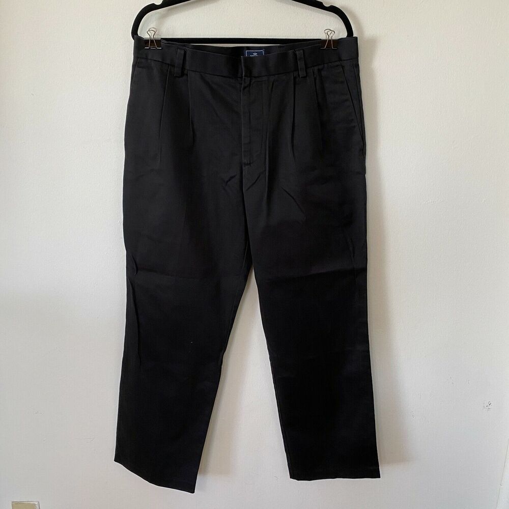 Men's Dockers D3 Classic Fit Pleated Black Zip Close Casual Pant Trousers 34